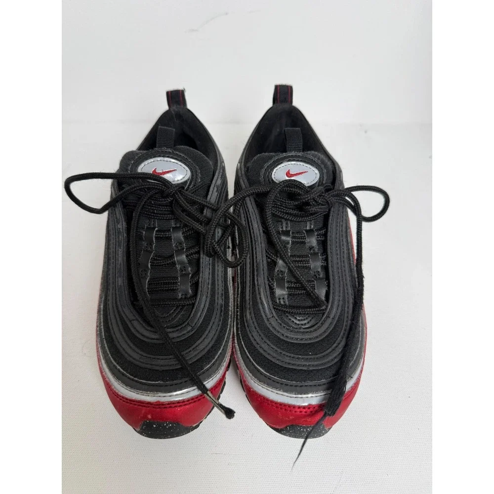 Nike Air Max 97 GS Sneakers Black Red Silver Athletic Running Shoes FB3245-001
